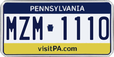 PA license plate MZM1110