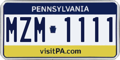 PA license plate MZM1111