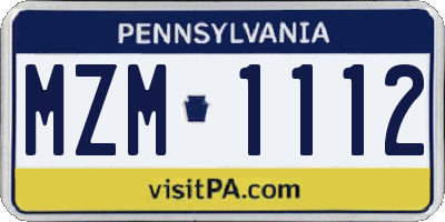 PA license plate MZM1112