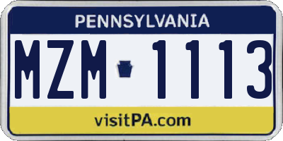PA license plate MZM1113
