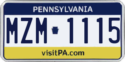 PA license plate MZM1115