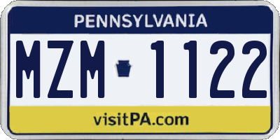 PA license plate MZM1122