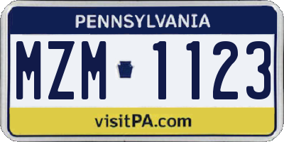 PA license plate MZM1123