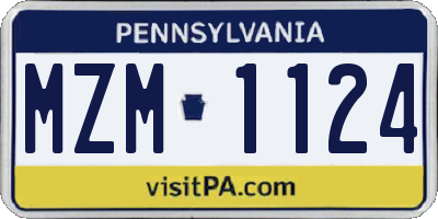 PA license plate MZM1124