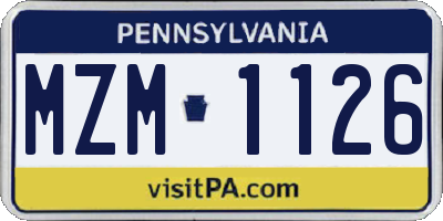 PA license plate MZM1126