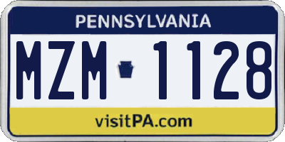 PA license plate MZM1128