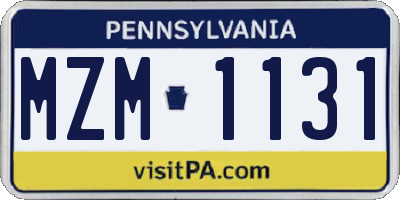 PA license plate MZM1131
