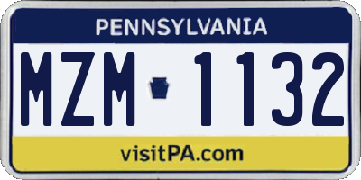 PA license plate MZM1132