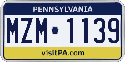 PA license plate MZM1139
