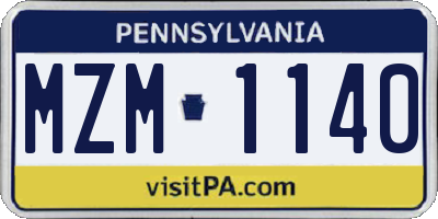PA license plate MZM1140