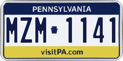 PA license plate MZM1141