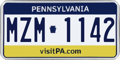 PA license plate MZM1142