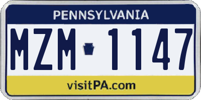 PA license plate MZM1147