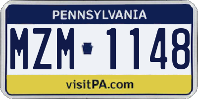 PA license plate MZM1148