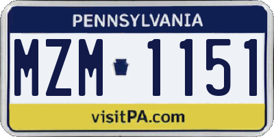 PA license plate MZM1151