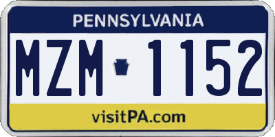 PA license plate MZM1152