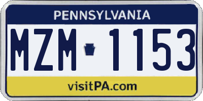PA license plate MZM1153
