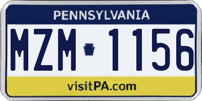 PA license plate MZM1156