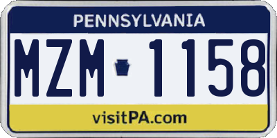 PA license plate MZM1158