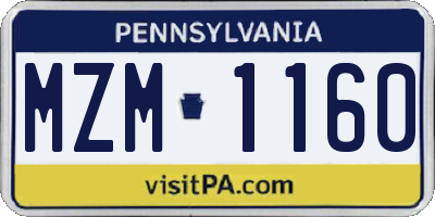 PA license plate MZM1160