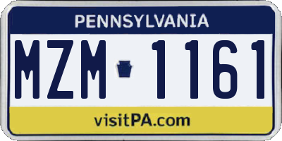 PA license plate MZM1161