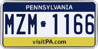 PA license plate MZM1166