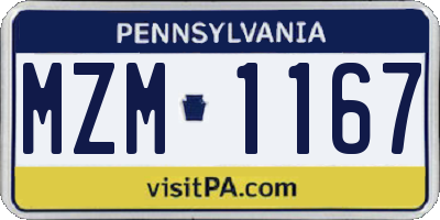 PA license plate MZM1167