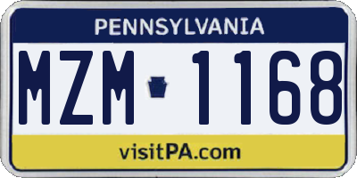 PA license plate MZM1168