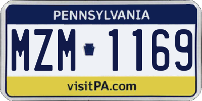 PA license plate MZM1169