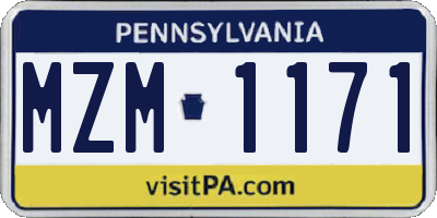 PA license plate MZM1171