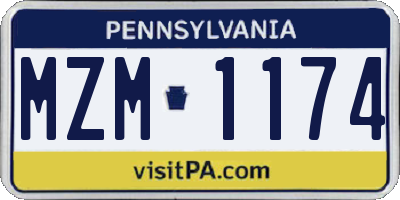 PA license plate MZM1174
