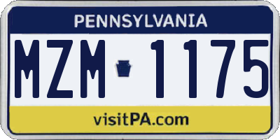 PA license plate MZM1175