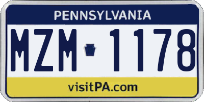 PA license plate MZM1178