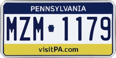 PA license plate MZM1179