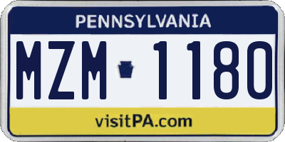 PA license plate MZM1180