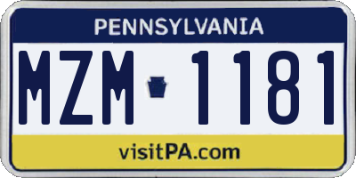 PA license plate MZM1181