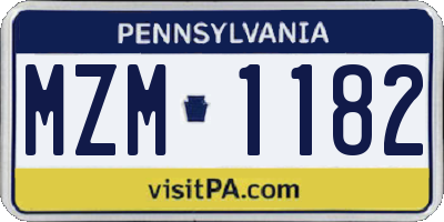 PA license plate MZM1182