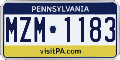 PA license plate MZM1183