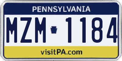PA license plate MZM1184