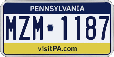 PA license plate MZM1187