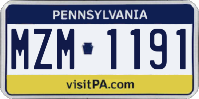 PA license plate MZM1191