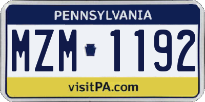 PA license plate MZM1192