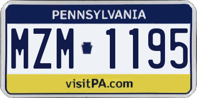 PA license plate MZM1195