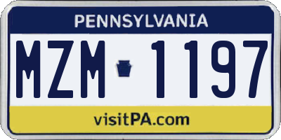 PA license plate MZM1197