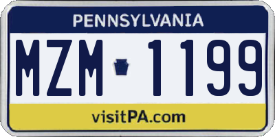 PA license plate MZM1199