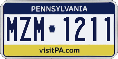 PA license plate MZM1211