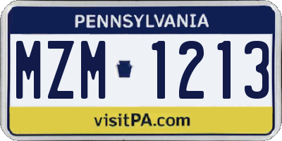 PA license plate MZM1213