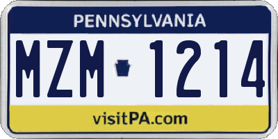 PA license plate MZM1214