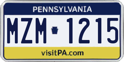 PA license plate MZM1215