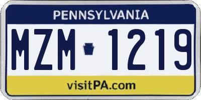 PA license plate MZM1219